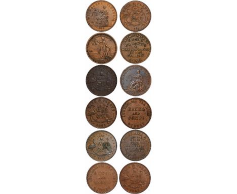 Tokens, Australia, Smith Peate & Co, Sydney, Grocers, copper penny (G.247; A.479; R.471); with PEACE & PLENTY pennies (6): Me