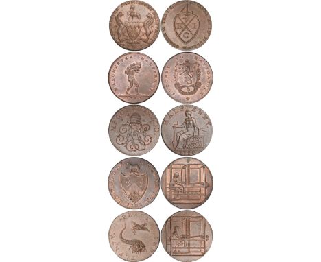 Tokens, British, Lancashire (6): Manchester, Jno. Fielding, halfpennies, 1793 (2 - DH.129, 135e); Rochdale (4): John Kershaw,