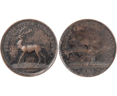 Tokens, British, Middlesex, Political and Social series, Buck Society, penny-sized ticket by Westwood, stag, FREEDOM WITH INN