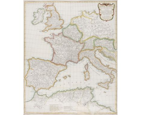 Europe.- Roman Empire.- d'Anville (Jean Baptiste Bourguignon) Orbis Romani Pars Occidentalis, engraved map with outline hand-