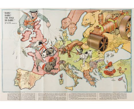 Europe.- World War I.- Bacon (George W., publisher) Serio-Comique Map of Europe at War. Hark! Hark! The Dogs do Bark!, comic 