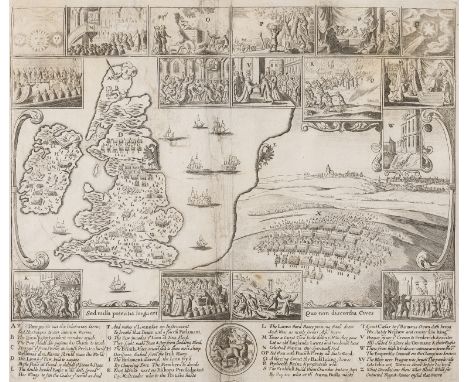 British Isles.- English Civil War.- Hollar (Wenceslaus) [Broadside comparing the civil wars in England and Bohemia], bird's e