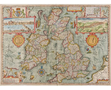British Isles.- Speed (John) The Kingdome of Great Britaine and Ireland, map of the British Isles with inset panoramic views 