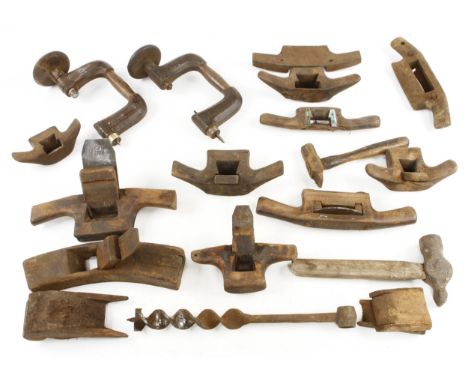A kit of cooper's tools inc. two braces, two side axes (repaired) croze, chivs, etc as illustrated G 