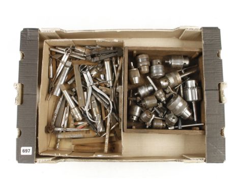 14 engineer's drill chucks and various bits, tools etc G 