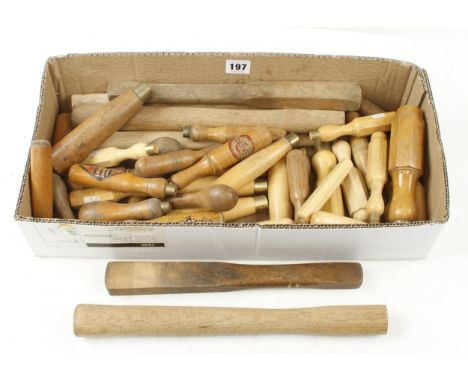 40 file and chisel handles and 6 hammer shafts G+ 