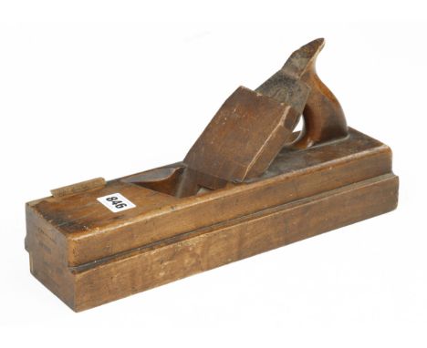 A 14" handled beech panel plane by DICKEN (apprentice to Thomas Moody) with offset handle and replaced depth stop 