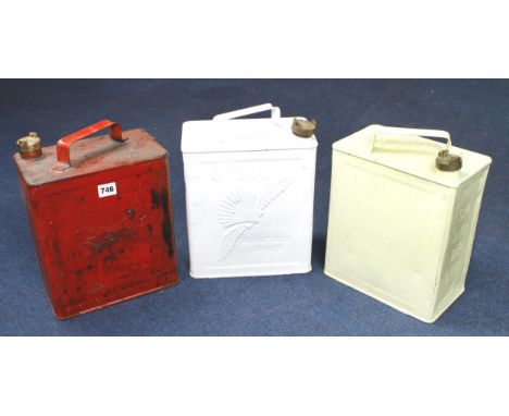 Three painted one gallon petrol cans by ESSO, BP and SHELL G 