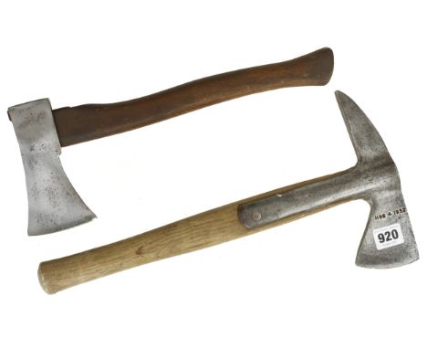A fireman's axe by ELWELL 1952 with broad arrow and a hatchet G+ 