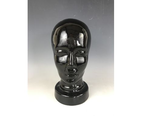 A Scheurich of Germany black glazed ceramic bust / head