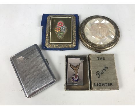 Powder compacts, a RAFA lighter and cigarette case