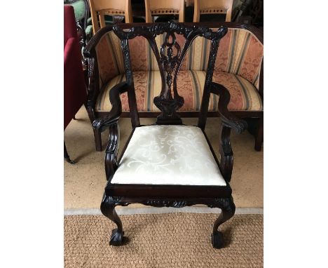 A quality reproduction Chippendale style mahogany armchair