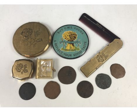 Collectors' items including a Co-operative Wholesale Society "Buy C.W.S Goods & Reflect on Your Good Taste" advertising hand 