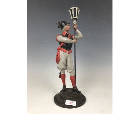 A late 19th century painted spelter figural table lamp base