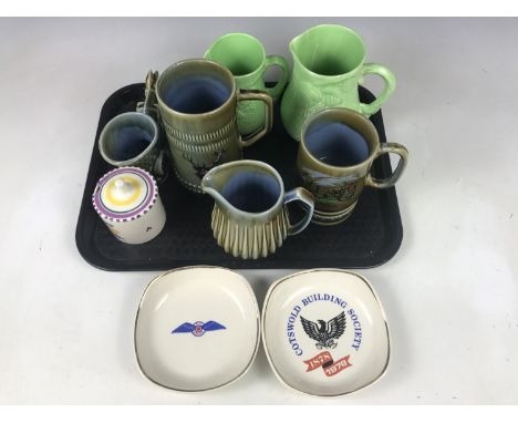 A Poole Pottery preserve pot together with a RAFA dish and a Cotswolds Building Society dish etc