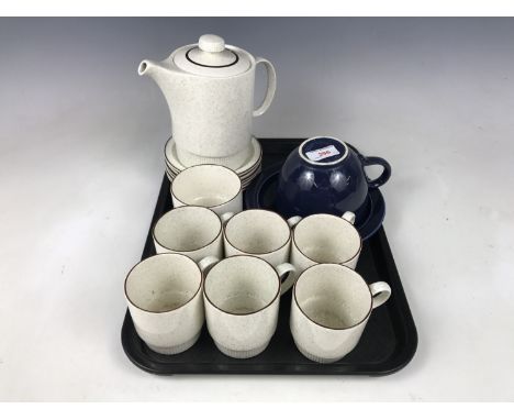 A Poole Pottery tea / coffee service and breakfast cup with saucer