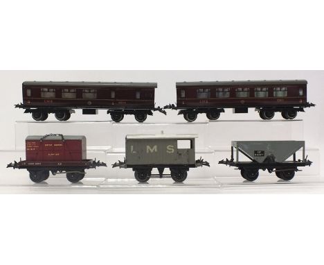 Two Hornby coaches, to include a boxed No 2 Corridor Coach in LMS Maroon 1st and 3rd r.n 6844, and 1st and 3rd in LMS maroon 
