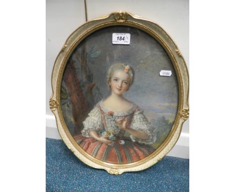 An oval watercolour of, Mademoiselle de Beaujolais after Nattier said to have been painted by, Agnes de Tuyll, of Princess Ga