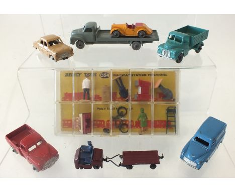 A group of seven unboxed Dinky Dublo vehicles, to include a No 061 Ford Perfect, a No 062 Singer Roadster, a No 063 Commer Va