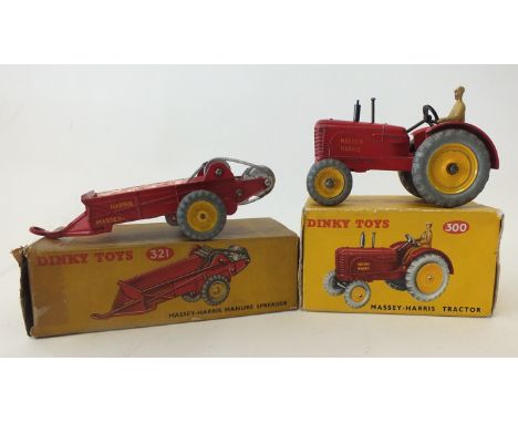 A pair of boxed Dinky Toys, to include a No 300 Massey-Harris Tractor and a No 321 Manure Spreader (2)