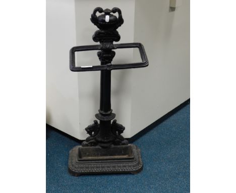 A Coalbrookdale style cast iron stick and umbrella stand