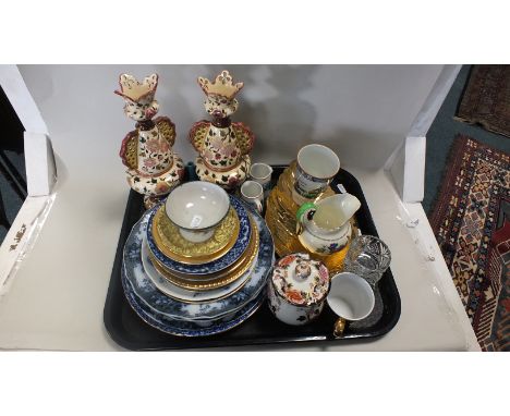 A pair of Bohemian vases together with a Mason's preserve jar and cover, a Royal Worcester fireproof dish, three pieces of Wo