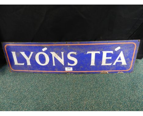 A rectangular enamel Lyons tea sign