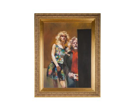 Robert Lenkiewicz (1941-2002) 'Painter with Patti' oil on board, 99cm x 91.50cm, framed and glazed.Provenance - purchased fro