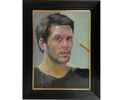 Simon K Bennett (Plymouth artist, school of R. O. Lenkiewicz), oil on canvas 'Self Portrait 2', 2012, signed and titled verso