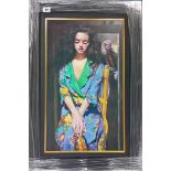 Robert Lenkiewicz (1941-2002), limited edition print on canvas 'Anna in Purple Dress' 7/475,
