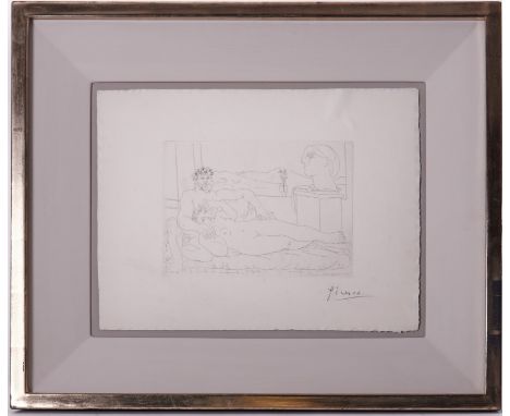 Pablo Picasso (1881-1973), a signed edition Le Repos Du Sculpteur II, from la suite Vollard, etching, circa 1935, framed and 
