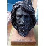 Robert Lenkiewicz, plaster sculpture (bust), on wood plinth, in the style of Richard Clarke,