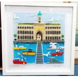 Lou Coultas, 'Royal William Yard', signed, framed, overall size 43cm x 43cm. Consigned straight from