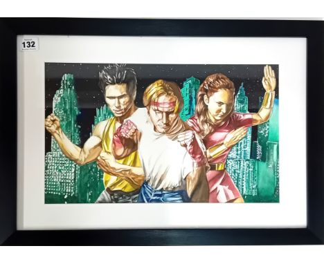 Simon K. Bennet, two pop art images, together with a three panel framed piece of eyes, to include Tom Cruise. (3)