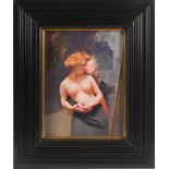 Robert Lenkiewicz (1941-2002), oil on board of Tina ?, framed and glazed, overall size 58.5cm x