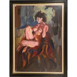 Robert Lenkiewicz (1941-2002), oil on canvas sketch of Esther in his Studio, framed and glazed,