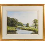 D. Kinrade, pastel on paper landscape, signed, framed and glazed, overall size 52cm x 62cm.