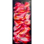 Sue Wills (1962-) a large oil on canvas abstract, signed, overall size 183cm x 79cm. Sue Wills is