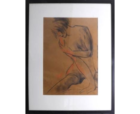 Jill Watkins, pastel sketch of lady, subject size 67cm x 47cm, framed and glazed. Overall size 100cm x 79cm, together with tw