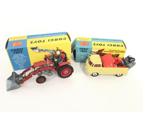 A Boxed Corgi Toys Massey-Ferguson 165 Tractor With Shovel #69 and a Volkswagen Breakdown Truck #490.