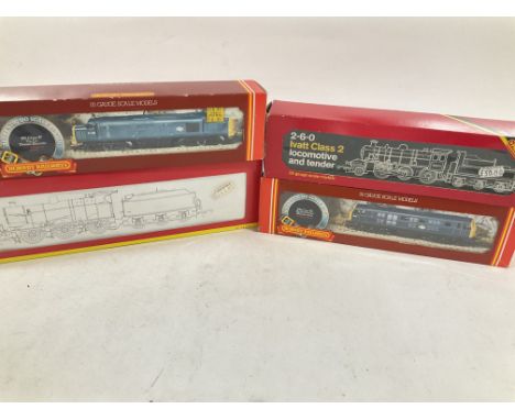 4 Boxed Hornby 00 Gauge Locomotives including a BR Class 37 Diesel #R.369. A LMS Class Fowler Locomotive #R2193. A BR Class 2