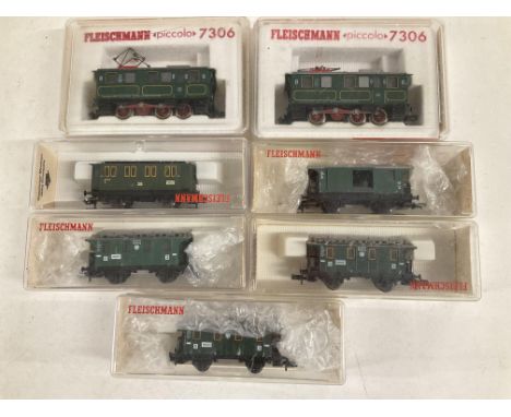 2 X Boxed Fleischmann N Gauge Rack Locomotives and 5 Carriages..