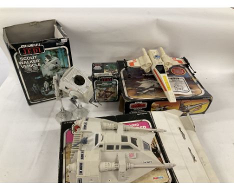 Vintage Star Wars boxed vehicles and catapult Playworn