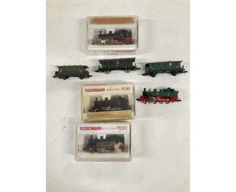 4 X Fleischmann N Gauge Locomotives and 3 Carriages
