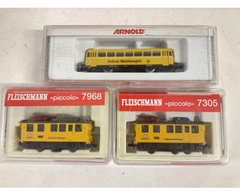 2 X Fleischmann and a Arnold N Gauge Maintenance Locomotives. Boxed.