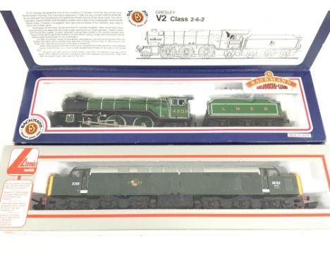 A Boxed Bachmann V2 4801 L.N.E.R Darlington Green #31-555 and A Lima Diesel Locomotive