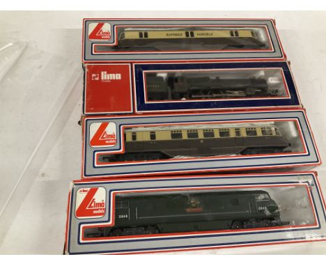 Collection of 4 Boxed Lima locomotives 00gauge comprisingKing George V #5103Sharpshooter #205135 MWG Passenger Car #205132 MW
