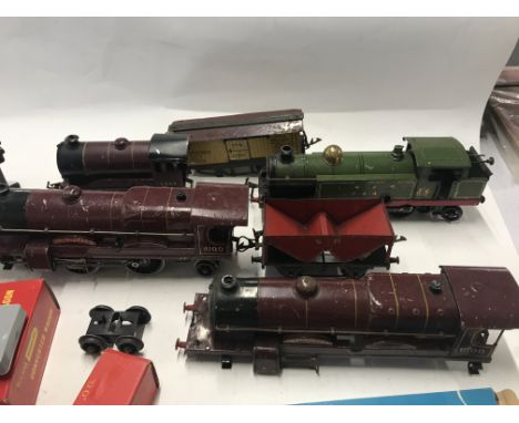 Collection of 0gauge railway locomotives.wagons ..track and accessories by Hornby and TriangClockwork chimney sweep hedgehog 