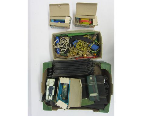 Assorted vintage Scalextric spares including boxed cars (a/f) 
