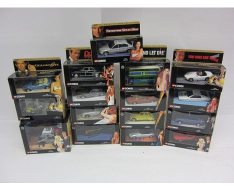 A collection of sixteen boxed Corgi 007 The Definitive James Bond Collection diecast vehicles to include Moon Buggy, Renault 